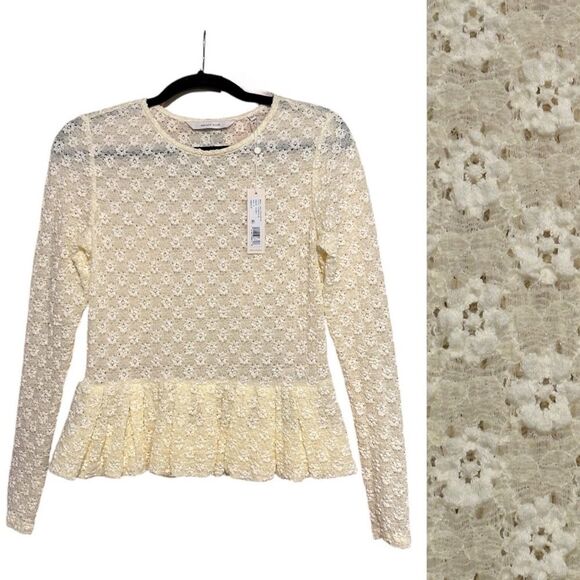 REBECCA TAYLOR Stretch Lace Peplum Top Sheer S NEW with Tags - Picture 2 of 15